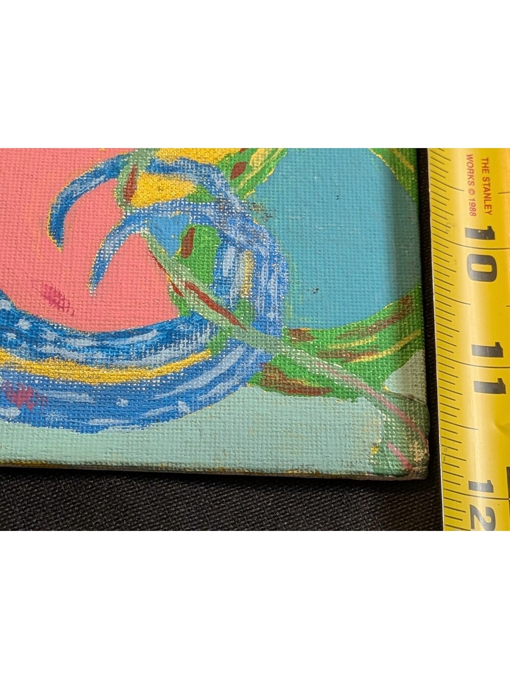 Original Abstract Canvas Painting Blue Pink Green Modern Wall Art